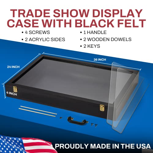PENNZONI Trade Show Display Portable Case, Clear Acrylic Box for Pastry Display, Display Case for Exhibits w/Acrylic Side Guards | Black with Black PENNZONI