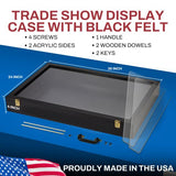 PENNZONI Trade Show Display Portable Case, Clear Acrylic Box for Pastry Display, Display Case for Exhibits w/Acrylic Side Guards | Black with Black PENNZONI