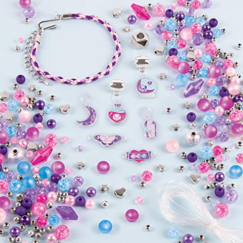Make It Real - Crystal Dreams: Spellbinding Jewelry & Gems - DIY Charm Bracelet Making Kit - Friendship Bracelet Kit with Beads, Charms & Cord - Arts Make It Real