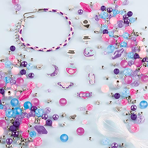 Make It Real - Crystal Dreams: Spellbinding Jewelry & Gems - DIY Charm Bracelet Making Kit - Friendship Bracelet Kit with Beads, Charms & Cord - Arts