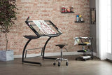 SD STUDIO DESIGNS Triflex Drawing Table, Sit to Stand Up Adjustable Office Home Computer Desk, 35.25" W X 23.5" D, Charcoal Black/Clear Glass SD STUDIO DESIGNS