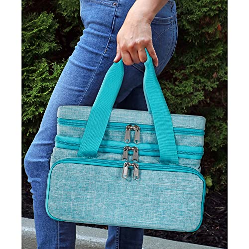 SINGER Sewing Accessories Organizer (Bag Only) – Double Layer Portable Sewing Storage Bag with 2 Detachable Pouches and 18 Storage Compartments, SINGER