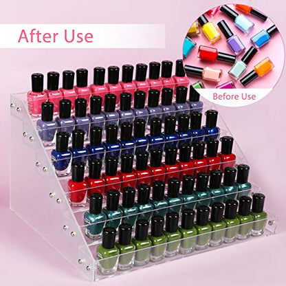 Umirokin Nail Polish Organizer, 6 Tiers Acrylic Paint Rack, Clear Display Holder Storage for Ink Gel Nail Polish Sunglasses Essential Oil Holds up to