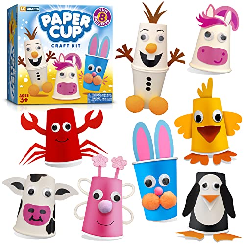Arts and Crafts Kit for Kids Ages 3, 4, 5, 6 – Craft 8 Cute Animal Projects – Gift Crafts Set for Girls & Boys Ages 4-8 LC Crafts