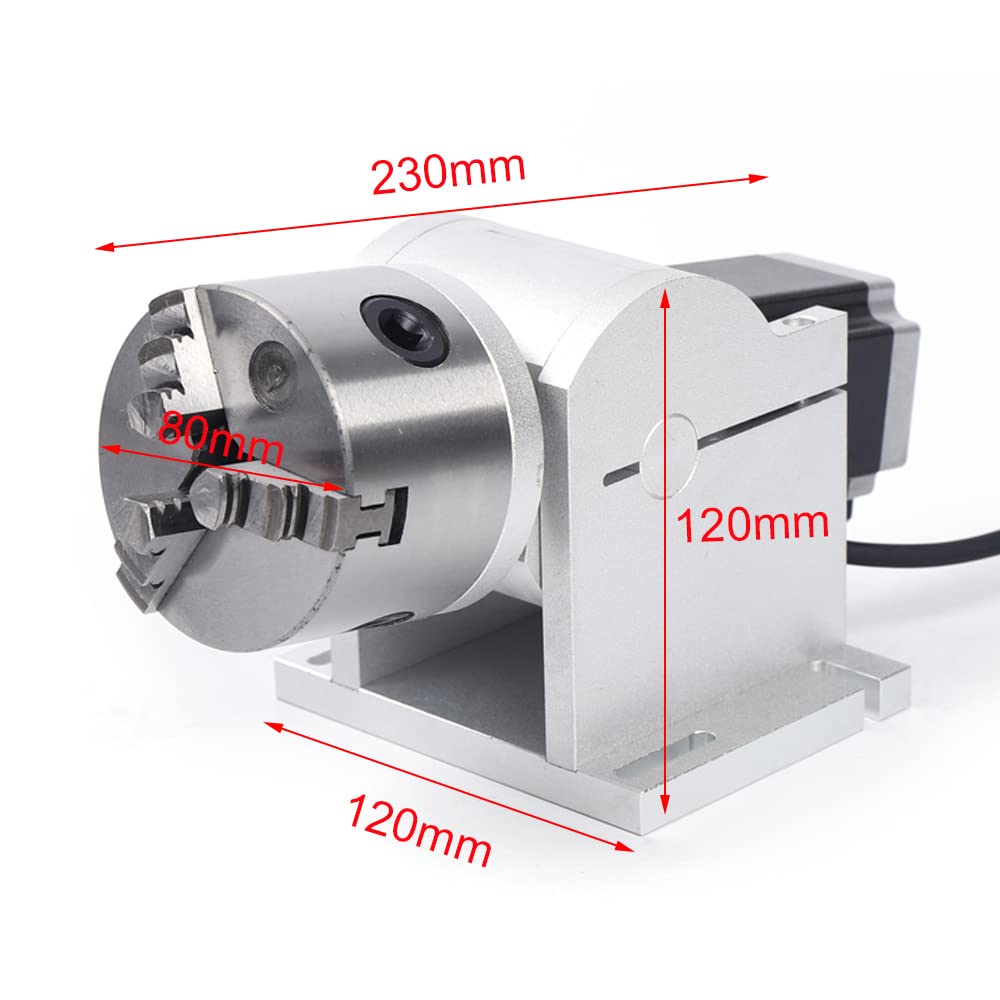 Efficient 80mm Rotary Shaft Axis Attachment Tool for Fiber Laser Marking & Engraving Machine, Rotating Shaft with Simple Operation, Silver - US Stock - WoodArtSupply