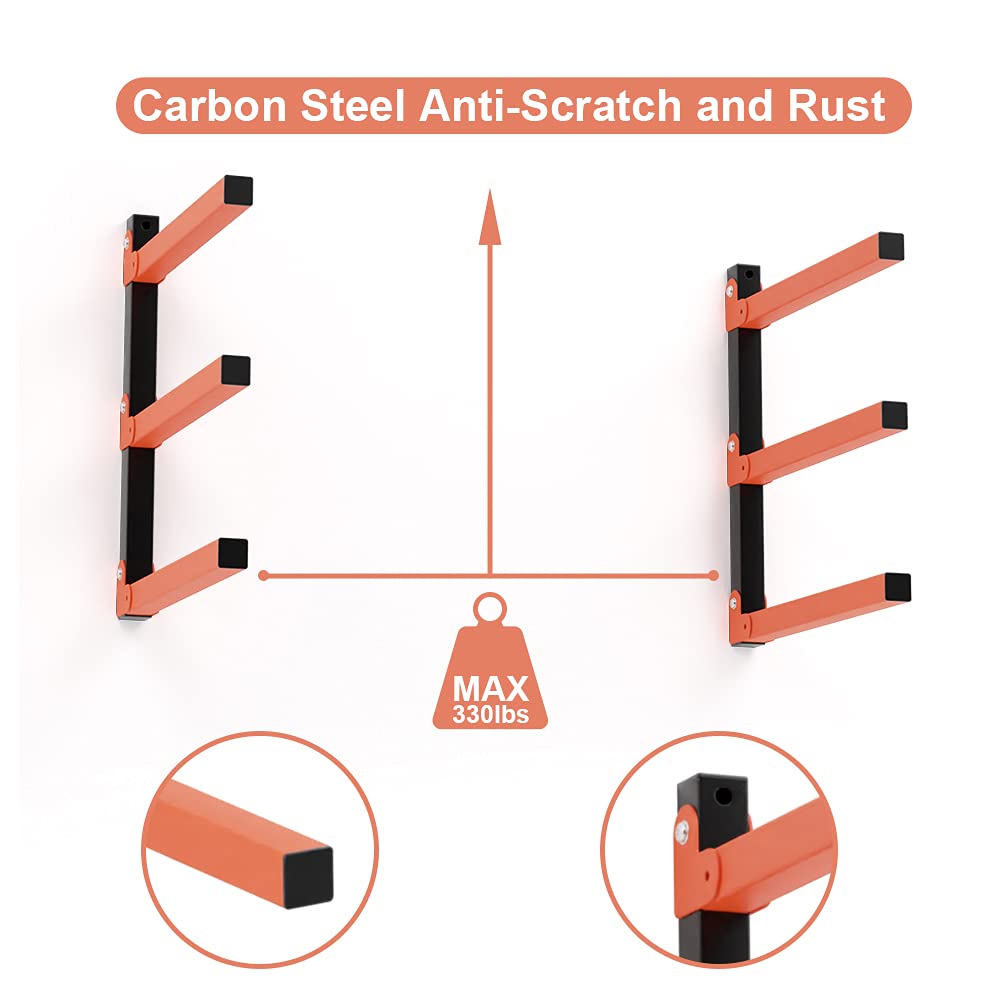 TORACK Lumber Storage Metal Rack, Wood Rack Organizer, 3-Level Wall Mount, Wood Storage System, Durable Sheet Screws, Workshop Rack(2PCAK) - WoodArtSupply