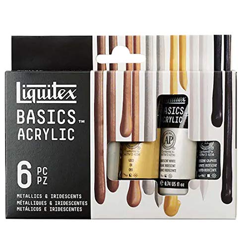 Liquitex Basics Metallics & Iridescents Acrylic Paint Set Paints