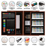 Art Supplies, Vigorfun Deluxe Wooden Art Set Crafts Drawing Painting Kit with 2 Sketch Pads, Oil Pastels, Acrylic, Watercolor Paints, Creative Gifts VigorFun