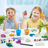 Juboury Kids Arts and Crafts Plaster Painting Craft Kit Art Set - Painting Your Own Space Dinosaurs & Marine Life Figurines - Ceramic Painting Kit Juboury