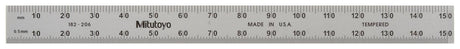 Mitutoyo 182-206, Steel Rule, 6"/150mm, (1/50", 1/100", 1mm, 1/2mm), 1/64" Thick X 1/2" Wide, Satin Chrome Finish Tempered Stainless Steel Mitutoyo