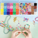 Meland Clay Beads Bracelet Making Kit - 7905Pcs Jewelry Making Kit with 28 Colors Flat Polymer Beads, Smile Face & Large Charm Beads, Craft Kit for Meland