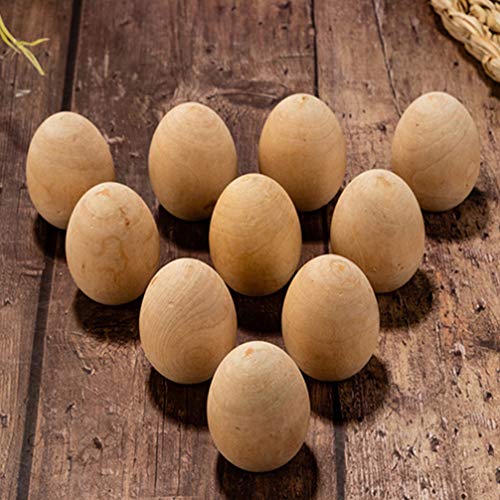 Kisangel 20pcs Unfinished Wood Eggs Smooth Flat Bottom Wooden Easter Craft Eggs for Easter Display Smooth Ready to Paint and Decorate