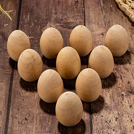 Kisangel 20pcs Unfinished Wood Eggs Smooth Flat Bottom Wooden Easter Craft Eggs for Easter Display Smooth Ready to Paint and Decorate Kisangel