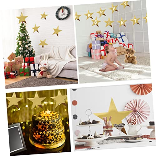 VOSAREA 20pcs Holiday Decorations Star Garland Metal Wreath Gold Trim Glitter Star Cutouts Hanging Glitter Paper Stars Gold Star Hanging Decor Paper VOSAREA