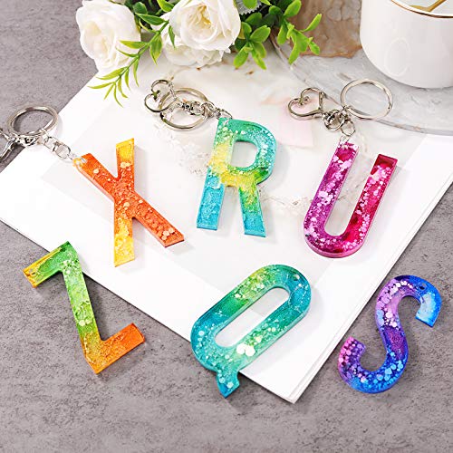 LET'S RESIN Alphabet Keychain Molds with Hole, Large Alphabet Resin Silicone Molds for Epoxy, Resin Letter Molds for Keychain Jewelry Pendant Making LET'S RESIN