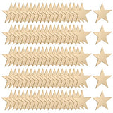yueton 100PCS 40mm/1.57inch Unfinished Blank Star Wood Pieces Wood Slices Wood Chips Wooden Star Embellishments Christmas Tree Star Cutouts Ornaments yueton