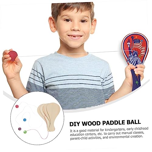 Cabilock 10pcs White Billet Wooden Racket Wooden Jigsaw Puzzles for Kids Kid Tennis Racket Kids Beach Toys Pickleball Paddle Classic Paddleball Game Cabilock