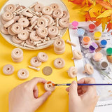 OLYCRAFT 50Pcs 1.2x0.5 Inch Wooden Craft Wheels with 50Pcs 1.2 Inch Wooden Sticks Unfinshed Wooden Wheel Small Wood Wheels Flat Wooden Craft Wheels OLYCRAFT