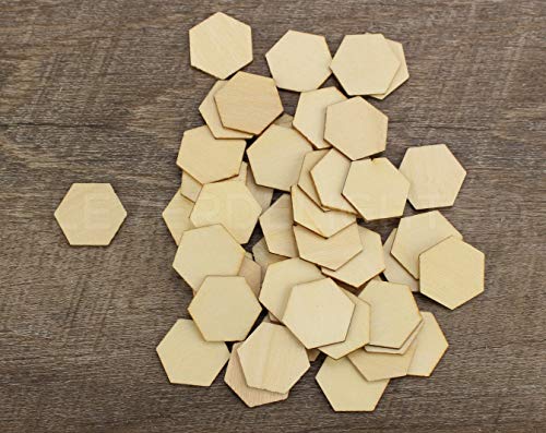 CleverDelights 1 Inch Wood Hexagons - 50 Pack - 1/16" Thick - 1" Unfinished Craft Pieces - WoodArtSupply