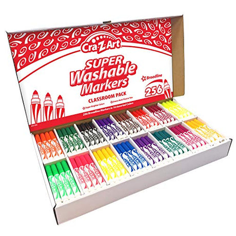 Cra-Z-art Washable Broadline Markers Bulk Class Pack 256ct 16 Assorted Colors Cra-Z-Art