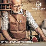 Woodworking Shop Aprons for Men and Women | 16 oz Durable Waxed Canvas Work Apron with Pockets | Cross-Back Straps | Adjustable Tool Apron Up To XXL GIDABRAND