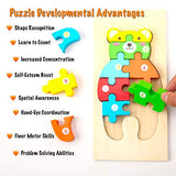 Montessori Mama Wooden Toddler Puzzles for Kids Ages 3-5, Montessori Toys for 2 Year Old, Wooden Puzzles for Toddlers 1-3 Years, 4-Pack Toddler Montessori Mama