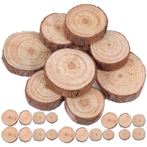 VOSAREA Unfinished Wood Slices 120pcs Round Wooden Discs Circle Wood Pieces Predrilled Wood Circles Wooden Cutouts Embellishments Ornaments for DIY VOSAREA