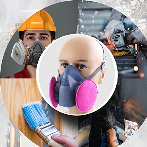 RANKSING Reusable Respirator 7502 with 2 Packs 2097, Half Facepiece Gas Mask for Dust/Organic Vapors/Smells/Fumes/Sawdust/Asbestos for RANKSING