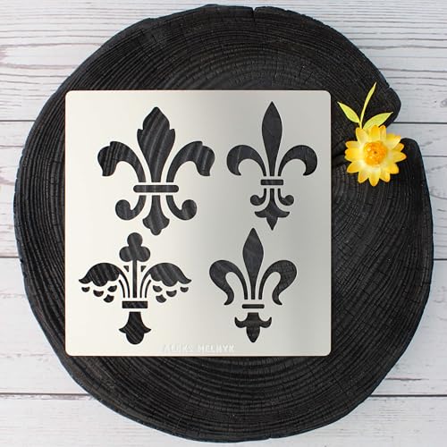 Aleks Melnyk No.251 Metal Stencil, Fleurs de LYS Symbole, French Fleur-de-lis, Lily Flower, Ornament, Vintage, Patterns, Template for Wood Burning, Aleks Melnyk