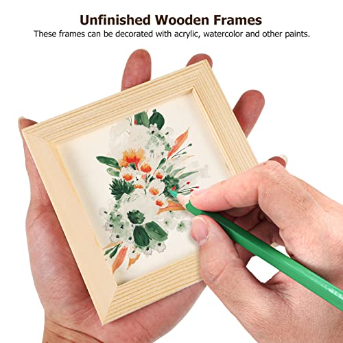 Tofficu 10 Pcs Wooden Picture Frames for Crafts, 4.72X4.72 Unfinished Wooden Frames Paintable Picture Frames, Wood Frames for Crafts Painting - WoodArtSupply