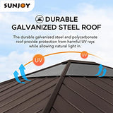 Sunjoy Hardtop Gazebo 13 x 15 ft. Standard Cedar Framed Wood Gazebo with Brown Steel and Polycarbonate Hip Roof Hardtop for Garden, Backyard Shade, Sunjoy