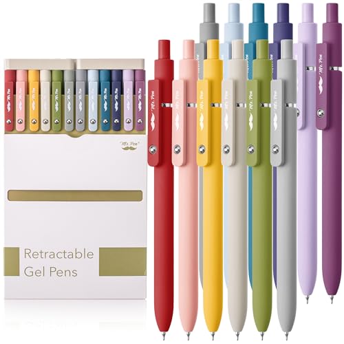 Mr. Pen- Retractable Gel Pens, 12 Pack, Morandi and Vintage Barrels, Black Gel Pens, Fast Dry, Gel Pens Fine Point 0.5mm, Retractable Pens, Cute Mr. Pen