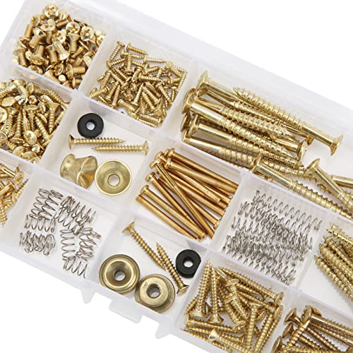 Electric Guitar Screw Kit Multiple Sizes Guitar Metal Repairing Tool Kit with Screws Washers and Springs Repair Fasteners(gold) Walfront
