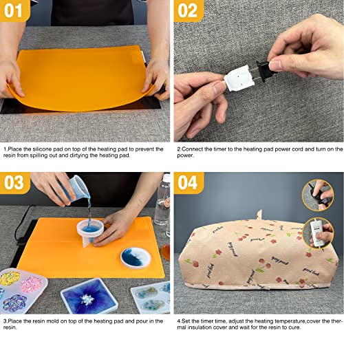 26pcs Resin Heating Mat Kit: Epoxy Resin Curing Machine for Resin Molds Shorten Curing Time Epoxy Resin Kit for Crafts w/ Resin Drying Mat Silicone akisey