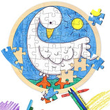 Blank Puzzle Round Shape with 38 Pieces to Draw on, Each Piece is Unique, Blank Wooden Jigsaw Puzzles with Puzzle Tray for Crafts & DIY, Custom MoinKidz