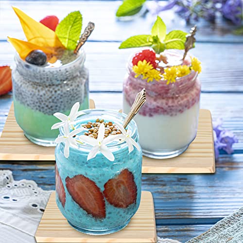 26 Pack Unfinished Wood Coasters, 4 Inch Square Blank Wooden Coasters Crafts Coasters with Non-Slip Silicon Dots for DIY Architectural Models Drawing Aweyka