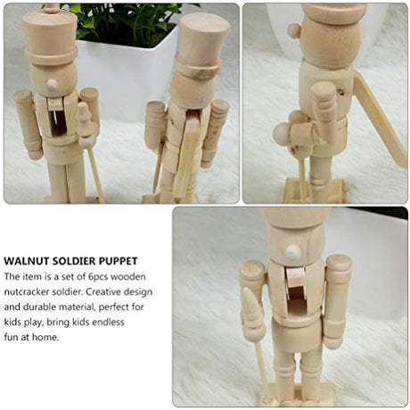 BESPORTBLE Unfinished Nutcracker: 3Pcs Christmas Wooden Nutcracker Soldier 4.7 Inch Christmas DIY Nutcracker Figures (Random Pattern) BESPORTBLE