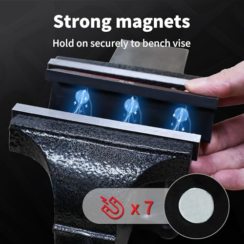 S&F STEAD & FAST Soft Jaws for Bench Vise 4.5", 2 pairs, Strongly Magnetic Vise Jaw Pads, TPU, Multi-groove and Textured Inserts, for Clamping S&F STEAD & FAST