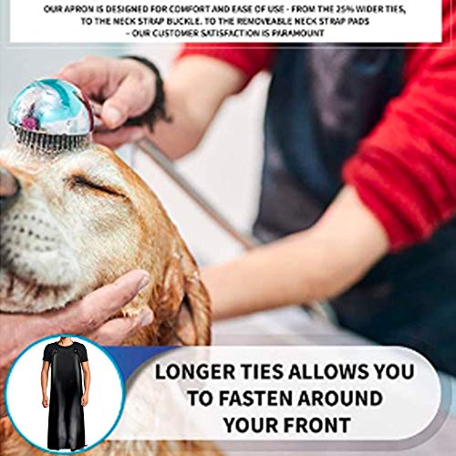 Lchkrep Men's Waterproof Apron Black, Lightweight Vinyl Aprons Rubber Apron for Dishwashing, Butcher, Dog Grooming, Fish Cleaning Industrial Lchkrep