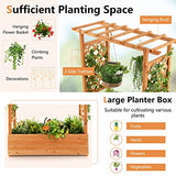 S AFSTAR Raised Garden Bed with Arch Trellis, Wood Planter Box with Hanging Roof, Side Trellis, 4 Drainage Holes, Above Ground Elevated Garden Bed S AFSTAR