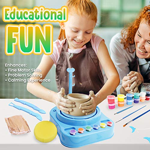 Insnug Mini Kids Pottery Wheel: Complete Painting Kit for Beginners with Modeling Clay and Sculpting Tools, Arts & Crafts Small Banding Wheel for - WoodArtSupply