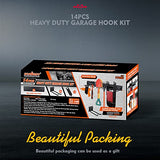 HORUSDY 64-Inch Heavy Duty Garage Organization Rack, 4 packs Rails and 9 Adjustable Hooks, Tool Organizer Rack with Heavy Double Hooks Tracks Max HORUSDY