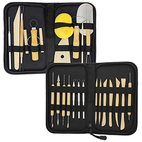 U.S. Art Supply 26-Piece Pottery & Clay Sculpting Tool Sets with Canvas Cases US Art Supply