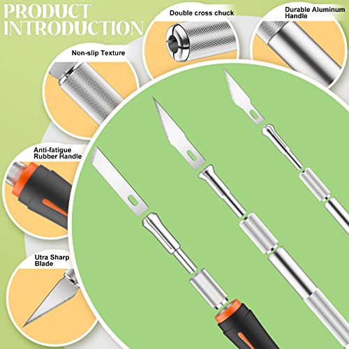 JETMORE 16 Pcs Craft Knife, 3 Pcs Exacto Knife with 13 Pcs SK5 Steel Sharp Blades, Professional Hobby Knife Perfect for Modeling, Carving, Precision Jetmore