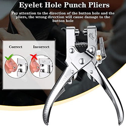 3/16 Inch Grommet Tool Kit Grommet Eyelet Plier Set Eyelet Hole Punch Pliers Grommet Hand Press Pliers with 200 Pieces of Grommets Eyelets for Shoes - WoodArtSupply