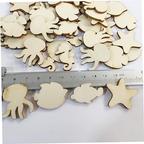 Abaodam 50pcs Pieces Unfinished Wood Dolphin DIY Ocean Creatures Nautical Wood Cutouts Blank Wooden Animals Octopus Wood Unfinished Wood Animal Abaodam