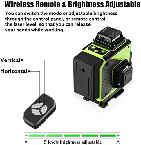 Seesii 4D Laser Level, 16 Lines Green Beam Line Laser Self-Leveling, 4x360 Cross Line Laser for Construction and Picture Hanging, Remote Controller, - WoodArtSupply