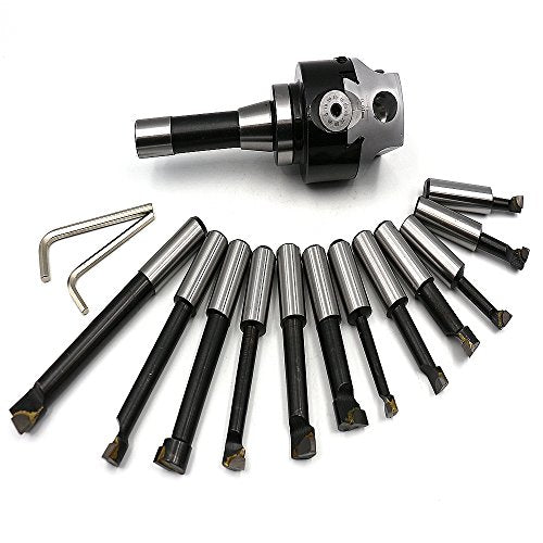 HFS (R) Boring Head R8 Shank Carbide Boring BAR Set Bridgeport Milling (F1-3IN 2/4IN 12PCS) HFS
