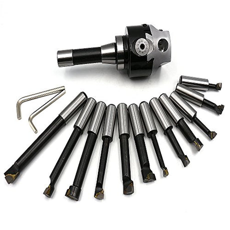 HFS (R) Boring Head R8 Shank Carbide Boring BAR Set Bridgeport Milling (F1-3IN 2/4IN 12PCS) HFS