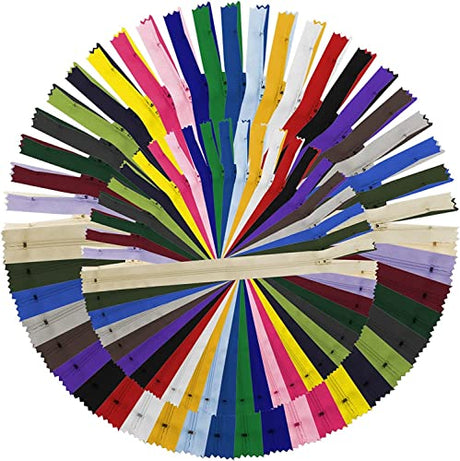 Zippers, DOITEM 72 pcs Zippers for Sewing 6 Inch 10 Inch 14 Inch Multicolor Nylon Coil Zippers for Sewing and Crafts 24 Colors DOITEM
